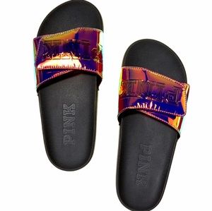 VS PINK iridescent slide sandals